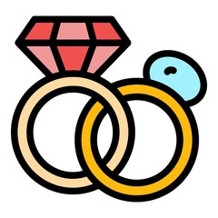 Poster - Rings auction icon. Outline rings auction vector icon color flat isolated