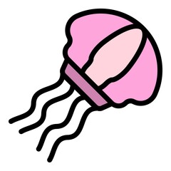 Poster - nature jellyfish icon. outline nature jellyfish vector icon color flat isolated