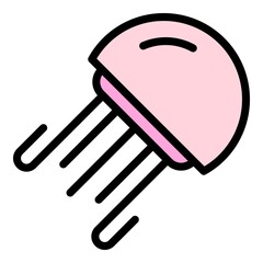 Poster - cute jellyfish icon. outline cute jellyfish vector icon color flat isolated