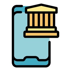 Poster - Mobile pay icon. Outline mobile pay vector icon color flat isolated