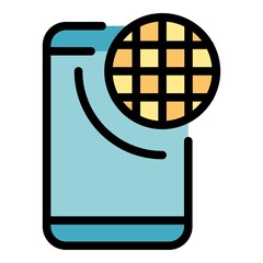 Poster - Mobile banking icon. Outline mobile banking vector icon color flat isolated