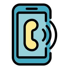 Poster - Smartphone pay icon. Outline smartphone pay vector icon color flat isolated