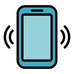 Poster - Phone payment icon. Outline phone payment vector icon color flat isolated