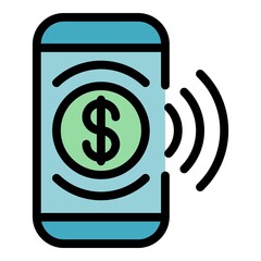Poster - Digital payment mobile icon. Outline digital payment mobile vector icon color flat isolated