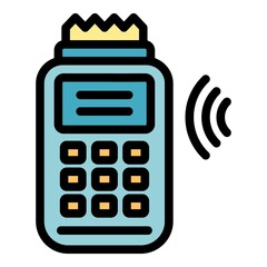 Sticker - Wireless payment icon. Outline wireless payment vector icon color flat isolated