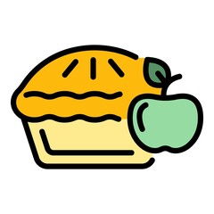 Sticker - Home apple pie icon. Outline home apple pie vector icon color flat isolated