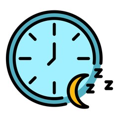 Sticker - Healthy lifestyle sleeping icon. Outline healthy lifestyle sleeping vector icon color flat isolated