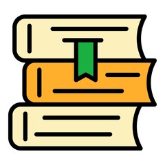 Poster - Mentor book stack icon. Outline mentor book stack vector icon color flat isolated