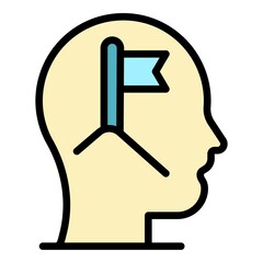 Poster - Mind flag mentor icon. Outline mind flag mentor vector icon color flat isolated