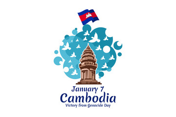 January 7, Victory over Genocide Day of Cambodia vector illustration. Suitable for greeting card, poster and banner. 