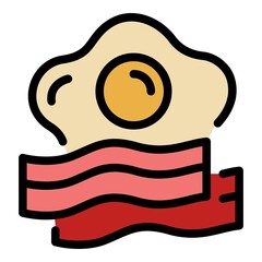 Poster - egg bacon icon. outline egg bacon vector icon color flat isolated