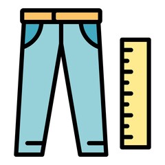 Wall Mural - Pants repair icon. Outline pants repair vvector icon color flat isolated