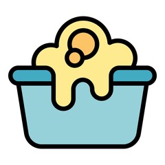 Sticker - Washing clothes icon. Outline washing clothes vector icon color flat isolated