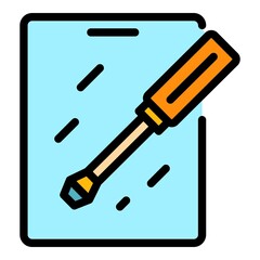 Poster - Repair tablet icon. Outline repair tablet vector icon color flat isolated