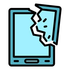 Poster - Crashed tablet icon. Outline crashed tablet vector icon color flat isolated