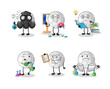 hand ball scientist group character. cartoon mascot vector
