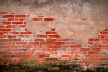 Real Old Vintage Brick Wall Background In Vietnam.