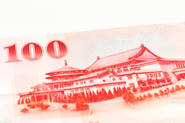 Wall Mural - detail of a 100 taiwan dollar bank note reverse with copy space