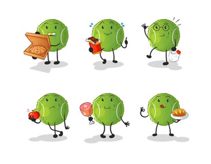 Canvas Print - tennis ball food set character. cartoon mascot vector