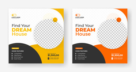 Wall Mural - real estate social media sale banner design template