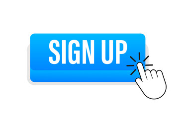 Poster - Blue sign up button in modern style. Business vector icon. Arrow icon.