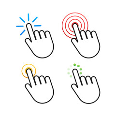 Aufkleber - Set Hand cursor icon click. Vector stock illustration.