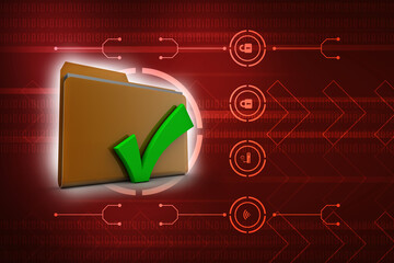 Poster - 3d illustration Checkbox Tick with folder