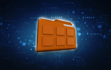 Poster - 3d rendering folder with documents
