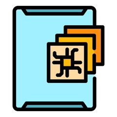 Poster - Tablet system icon. Outline tablet system vector icon color flat isolated