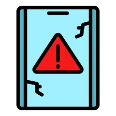 Poster - Warning tablet icon. Outline warning tablet vector icon color flat isolated