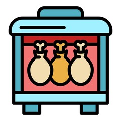 Sticker - Smokehouse icon. Outline smokehouse vector icon color flat isolated