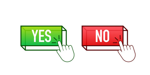 Poster - yes and no button with coursor. feedback concept. positive feedback concept. choice button icon. vec