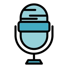 Poster - Reportage studio microphone icon. Outline reportage studio microphone vector icon color flat isolated