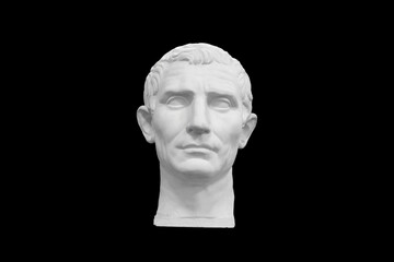 Poster - plaster man head isolated on black background.