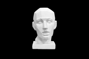 Poster - angular plaster man head isolated on black background