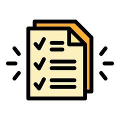 Poster - Assignment paper icon. Outline assignment paper vector icon color flat isolated