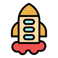 Poster - Rocket start icon. Outline rocket start vector icon color flat isolated