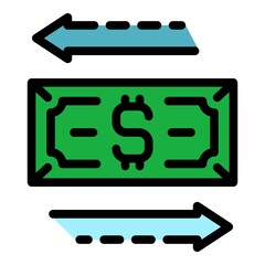 Poster - Dollar conversion icon. Outline dollar conversion vector icon color flat isolated