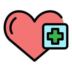 Aufkleber - Medicine heart icon. Outline medicine heart vector icon color flat isolated