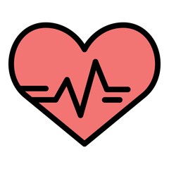 Aufkleber - Heart beat pulse icon. Outline heart beat pulse vector icon color flat isolated