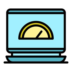 Poster - Test speed laptop icon. Outline test speed laptop vector icon color flat isolated