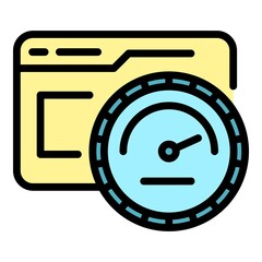 Poster - Speed network test icon. Outline speed network test vector icon color flat isolated