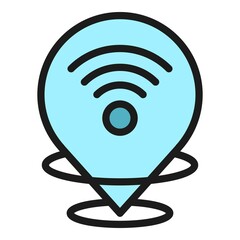 Poster - Wifi point icon. Outline wifi point vector icon color flat isolated