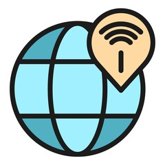 Poster - Global wifi icon. Outline global wifi vector icon color flat isolated