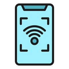 Poster - Phone wifi internet icon. Outline phone wifi internet vector icon color flat isolated