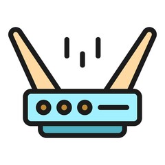 Poster - Wifi modem icon. Outline wifi modem vector icon color flat isolated