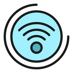 Poster - Wifi circle icon. Outline wifi circle vector icon color flat isolated