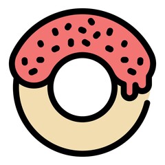 Poster - Donut icon. Outline donut vector icon color flat isolated