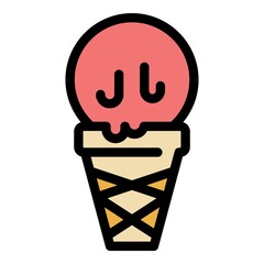 Sticker - Chocolate ice cream icon. Outline chocolate ice cream vector icon color flat isolated