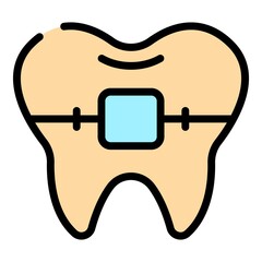 Poster - Metal braces icon. Outline metal braces vector icon color flat isolated
